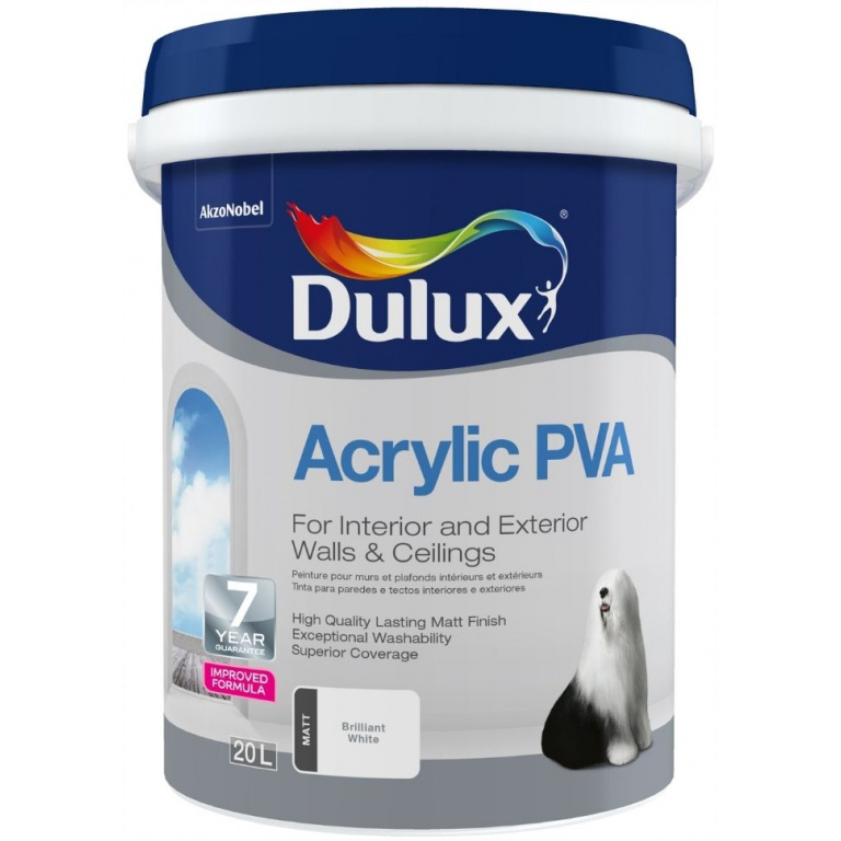 Dulux Acrylic Pva 20L Brilliant Wht Build It DTM