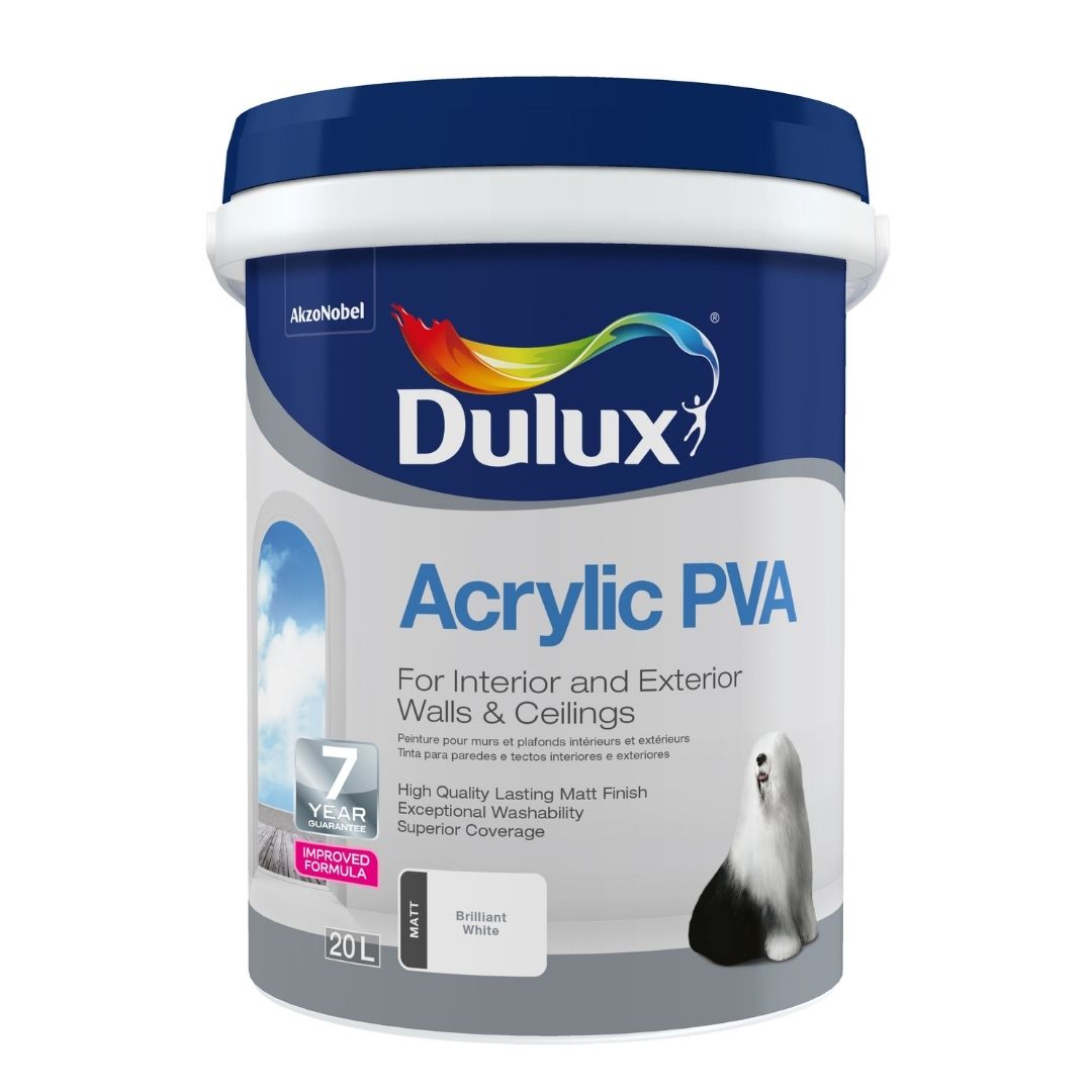 Dulux Acrylic Pva 20L Brilliant Wht - Featured Image DULUX ACRYLIC PVA 20L BRILLIANT WHT
