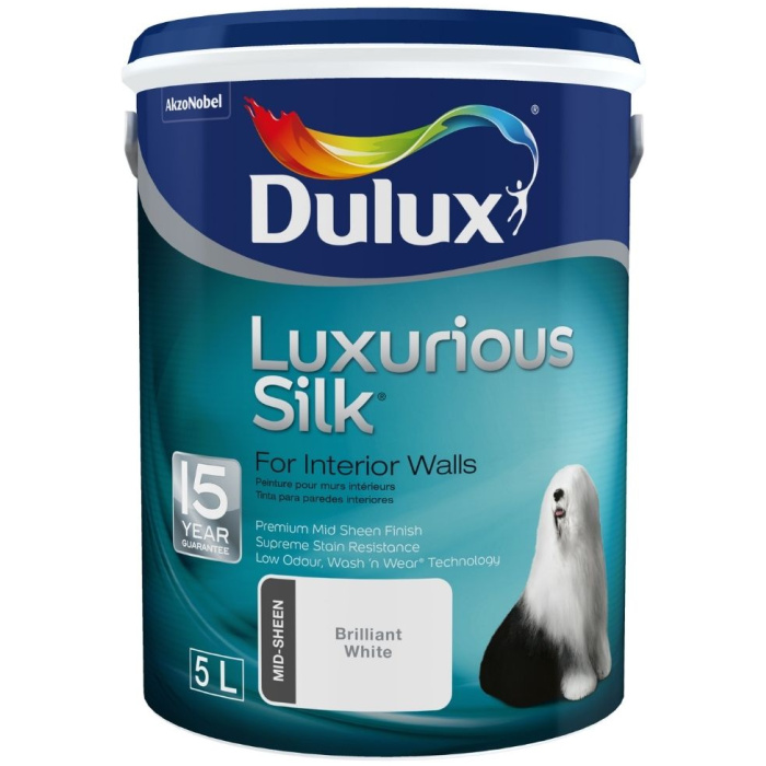 DULUX LUXURIOUS SILK 5L BRILLIANT WHT