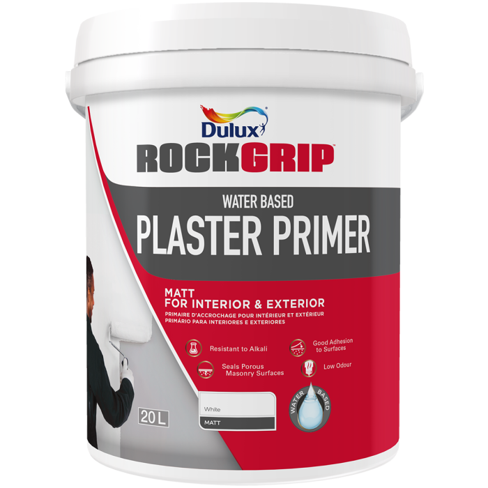 DULUX ROCKGRIP 20L PLASTER PRIMER SB WHT