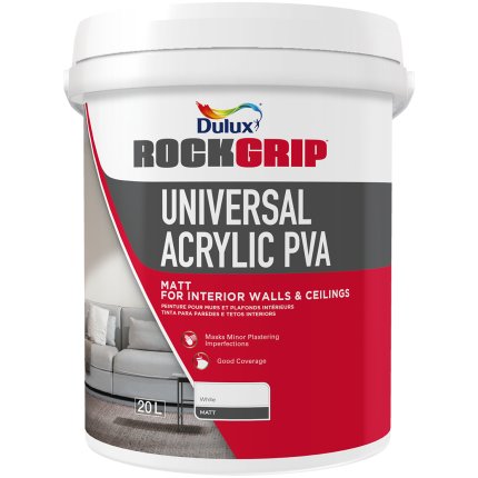 DULUX ROCKGRIP 20L UNIV ACRYLIC PVA WHT