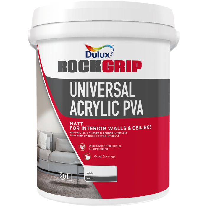 DULUX ROCKGRIP 20L UNIV ACRYLIC PVA WHT