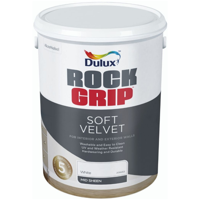 DULUX ROCKGRIP 5L SOFT VELVET WHT