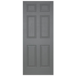 deep moulded pre painted light duty interior tudor 6 panel grey door