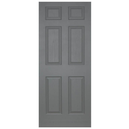 deep moulded pre painted light duty interior tudor 6 panel grey door