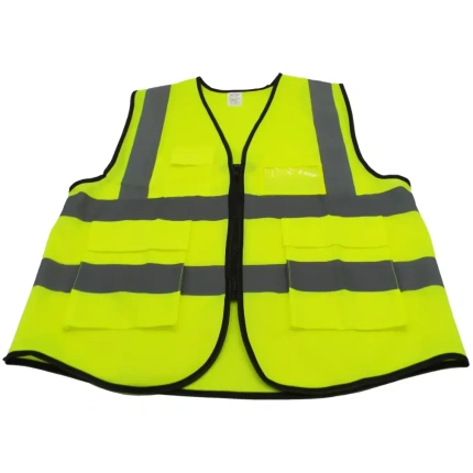 Lime Reflective Vest with Pockets Medium
