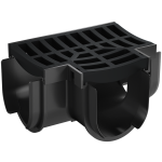 003121 E RELN Storm Drain Tee Piece cw Plastic Grate Black