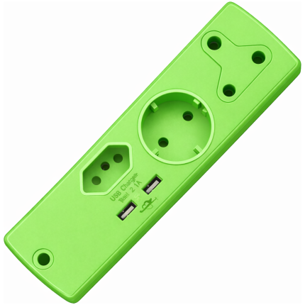 Adaptor Prem Blck 1X16A+1X5A+1Xusb green