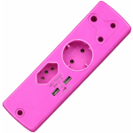 Adaptor Prem Blck 1X16A+1X5A+1Xusb pink