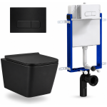 Toilet Set 4pcs Rs Luxus Matt W/Hung Rec Blk F/Btn