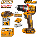Ingco 20V Ps + C/L Drill 55Nm Kit