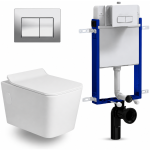 Toilet Combo Rs Rubix Rnd W/Hung Chr Sqr Flush/Btn