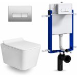 Toilet Combo Rs Rubix Rnd W/Hung Chr Rec Flush/Btn