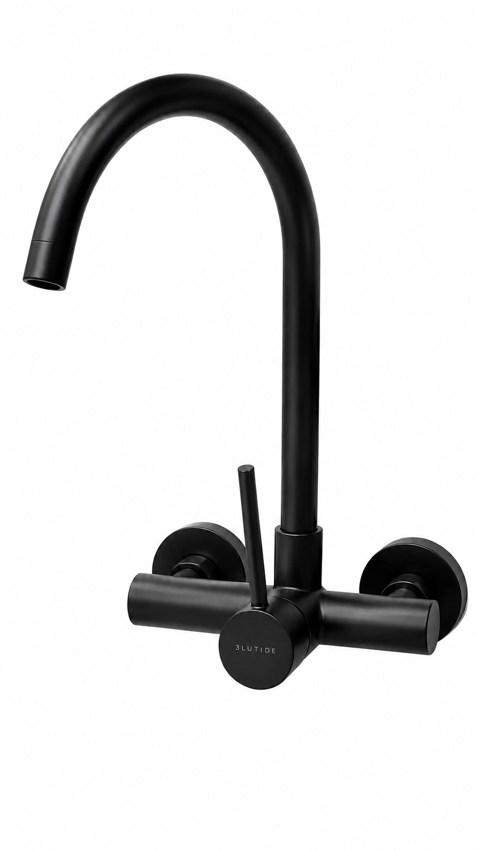 Blue-Tide Black Wall-Mount J-Spout Sink Mixer Blue-Tide Black Wall-Mount J-Spout Sink Mixer - Image 1