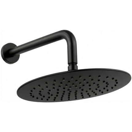 Blue-Tide 400Mm Round Black Wall Shower Arm