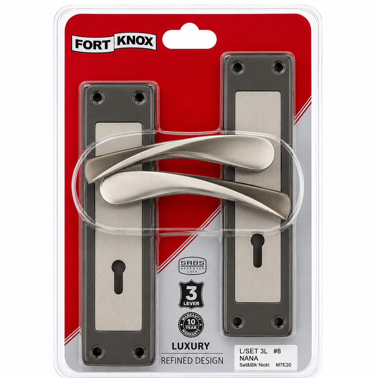Lockset Mortice 3L Fk #8 Ladystar Sat-Blk Lockset Mortice 3L Fk #8 Ladystar Sat/Blk - Image 1