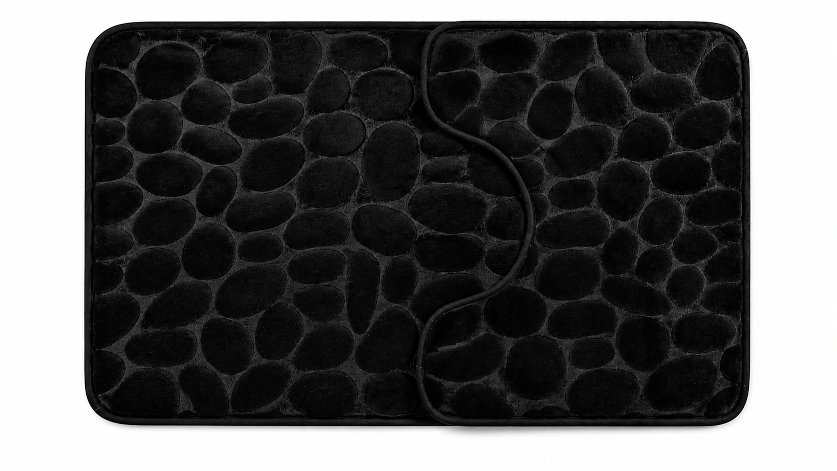 Bath Mat Set 2Pcs M-Foam Black Bath Mat Set 2Pcs M/Foam Black - Image 1