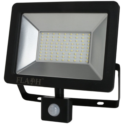 Flash Floodlight Led 50W Smd D/L Blk W/Sensor